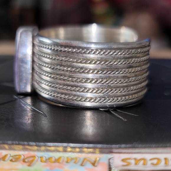 Vintage Navajo D. Lerma Charoite & Solid Sterling Silver Bracelet - Picture 15 of 15